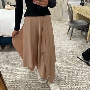 NWT Vintage BCBGMAXAZRIA Camel Satin Asymmetrical Maxi Slip Skirt